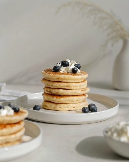 Blueberry Cottage Cheese Pancakes
