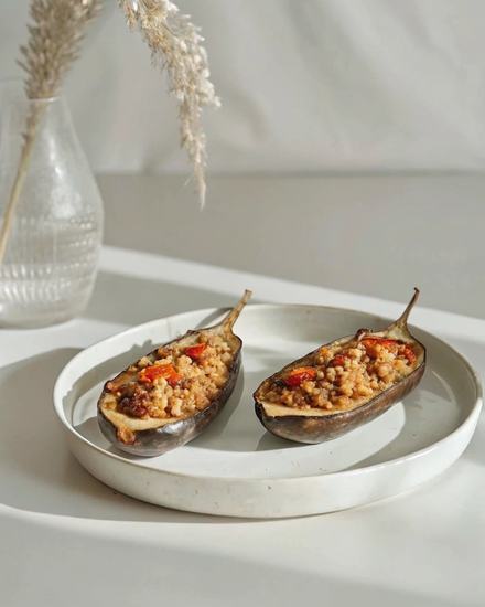 Beef & Tomato Stuffed Eggplant