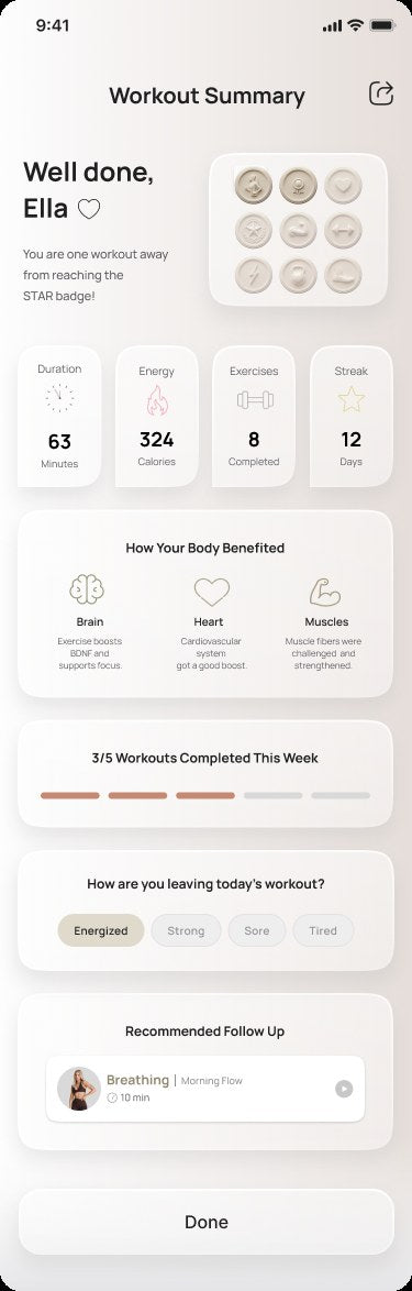 Formelle workout summary
